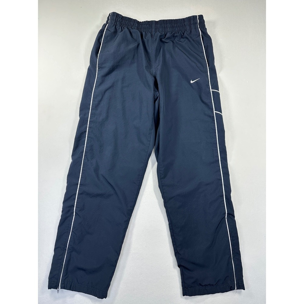 Vtg Nike Athletic Dept Jersey Lined Track Pants Navy White Piping‎ Windbreaker - Picture 2 of 14